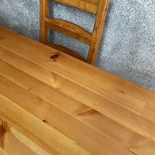 Wooden dining set with 4 chairs, natural wood