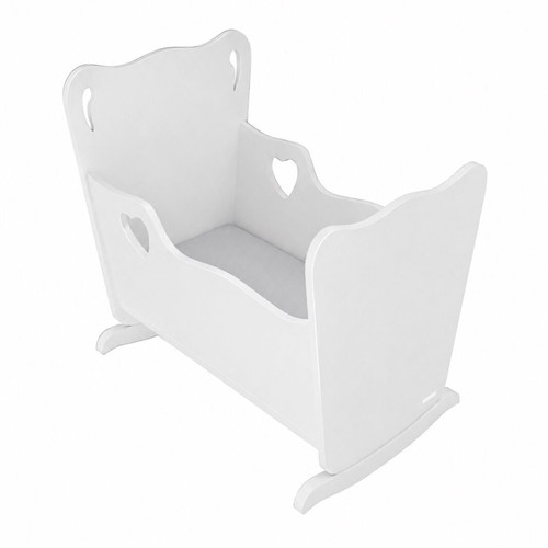 Wooden cradle white with mattress, like new