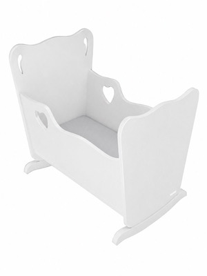 Wooden cradle white with mattress, like new
