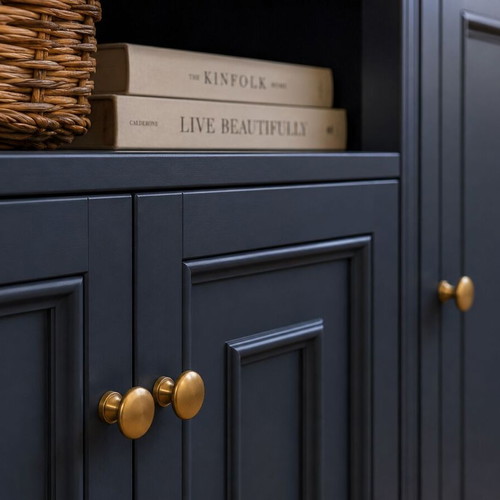 Buffet with solid wood surface in dark navy blue, like new