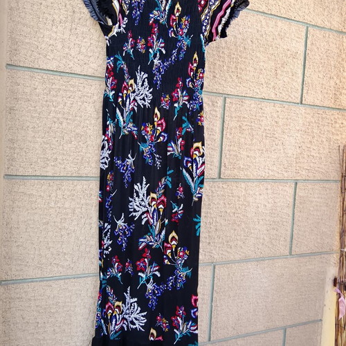 Floral maxi summer dress with smocking