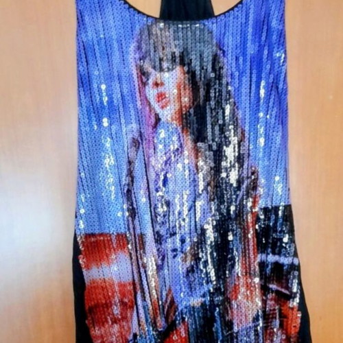Bershka mini rock sequin dress like new, blue multicolor