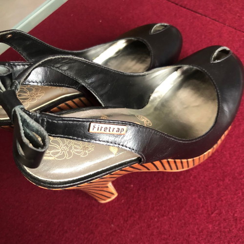 Firetrap black pumps used with thick wooden heel size 36
