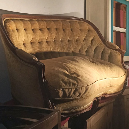 Classic two-seater sofa with carving used