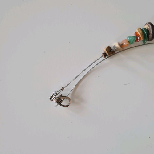 Handmade colorful necklace like new with wood and stone beads