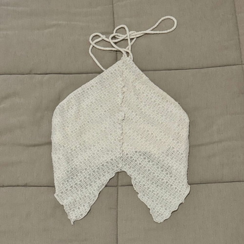 Bershka knitted beige crop top new with asymmetric hem and neck tie