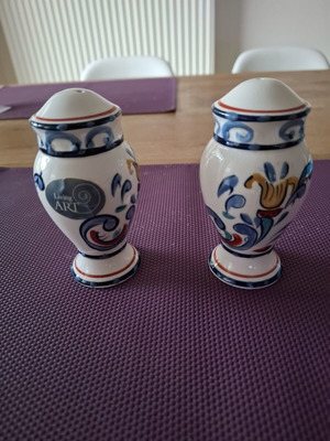 Vintage κεραμικό σετ αλατοπίπερο Living Art, χειροποίητο