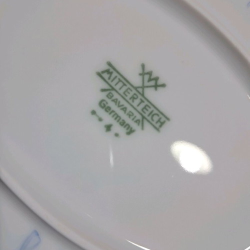 Vintage platter from Germany like new with embossed hand-painted blue details