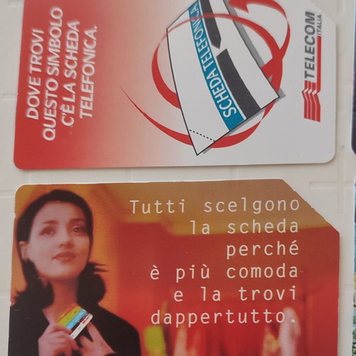 Telecom Italia advertising phone cards used, pack of 4, lire