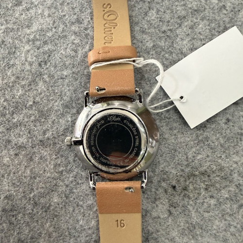 S.Oliver SO-4153-LQ women's watch, leather strap, white dial