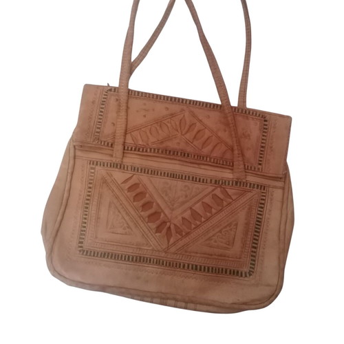 Leather Bag Used Vintage 70s Handmade Moroccan Ethnic