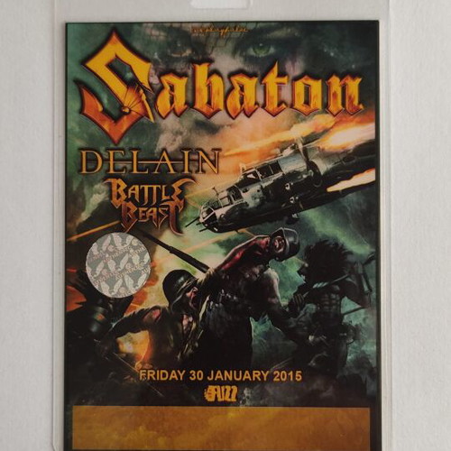 Photopass Sabaton Delain Battle Beast concert 30-1-2015 like new