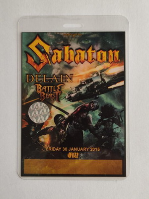 Photopass Sabaton Delain Battle Beast concert 30-1-2015 like new