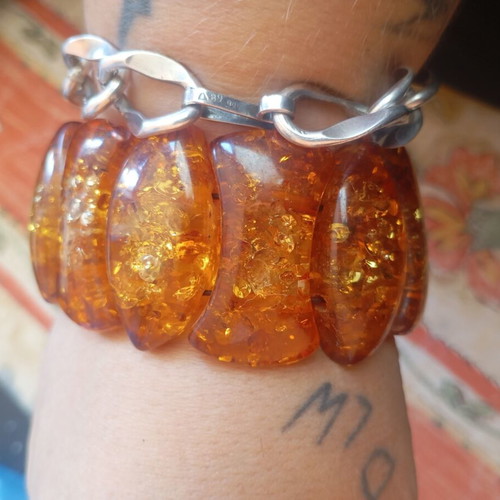 Vintage statement bracelet made of synthetic resin, used