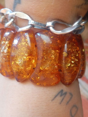 Vintage statement bracelet made of synthetic resin, used