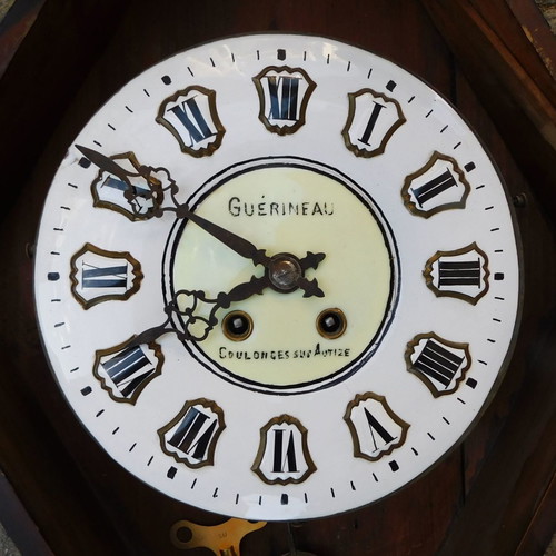 Wooden wall clock French "Oeil de Boeuf" about 130 years old