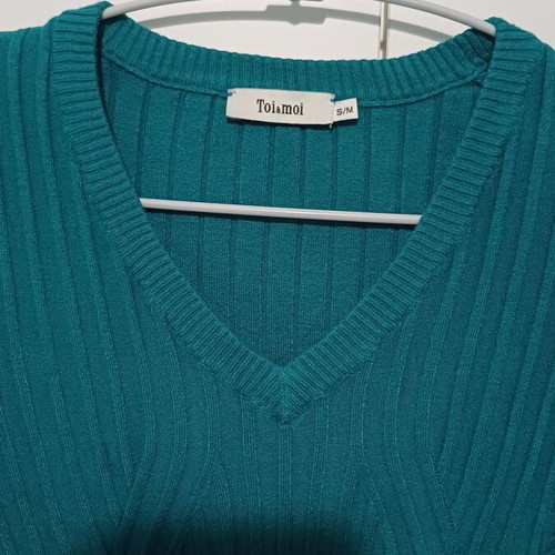 Toi&moi knitted blouse with V-neck like new, petrol color
