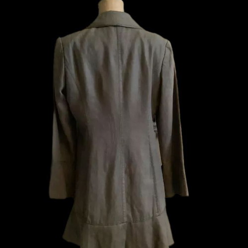 Marks & Spencer Chakki Ruffle Peplum Hem Linen Coat new, green, size 12