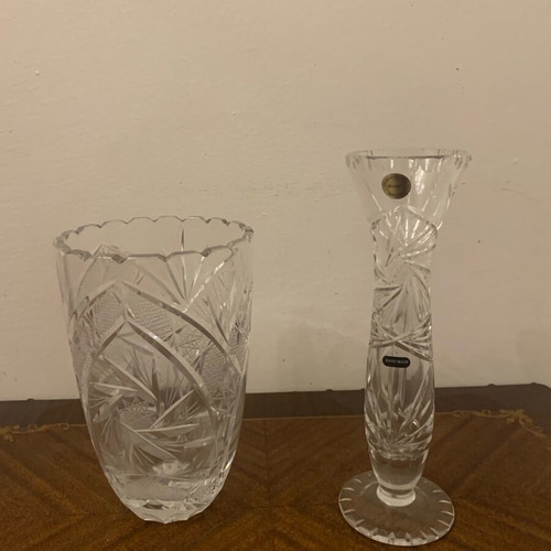 Crystal vases set like new, two different sizes