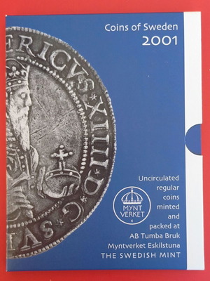 Set of 5 Uncirculated Sweden 2001 Coins in Sealed Blister new