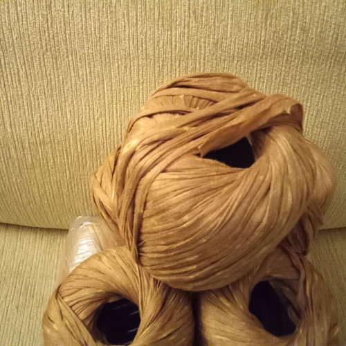 Cotton Raffia Yarn for Bag Knitting, New, Pack of 11 Brown with White Spots