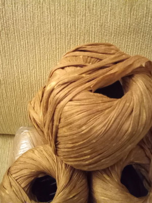 Cotton Raffia Yarn for Bag Knitting, New, Pack of 11 Brown with White Spots
