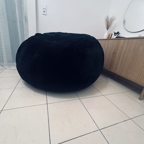 XL Velvet Bean Bag Black 120x80 cm like new