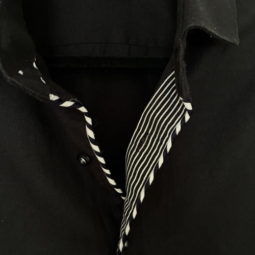 Dash & Dot men's black long sleeve shirt with striped piping XL slim fit