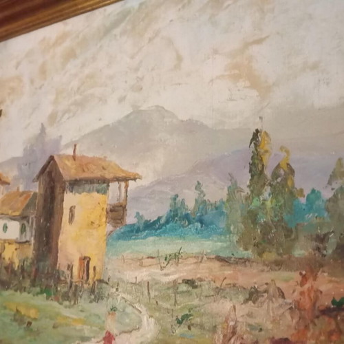 Canvas painting landscape with traditional houses like new