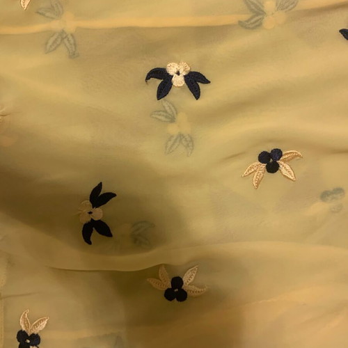 Yellow sheer blouse with flowers, new, size M