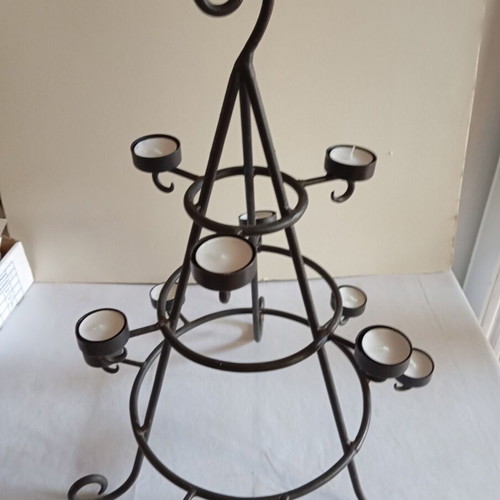 Metal tealight candle holder shaped like a Christmas tree, new