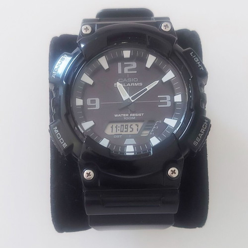 Casio AQ-S810W-1AVEF men's solar watch with black rubber strap, like new
