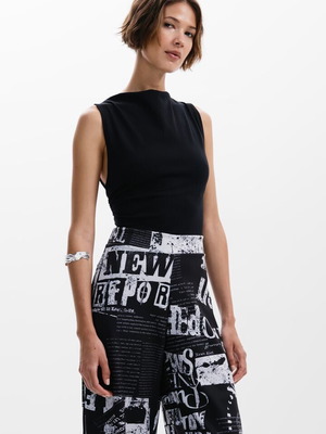 Desigual Jumpsuit XL new with newspaper print