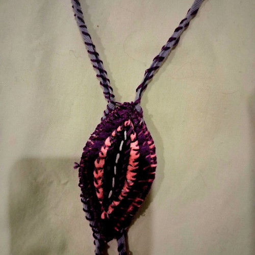 Handmade felt necklace new, pink and purple