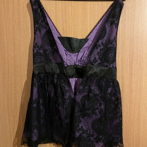 Women's blouse used, size Small, black and purple