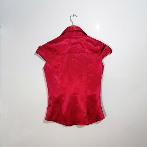 Satin blouse red used, size S, XNK Basic
