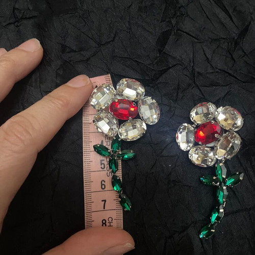 Statement flower earrings new with rhinestones
