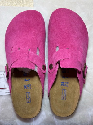 Birkenstock Boston BS Rose Red Suede Clogs brand new, size 38