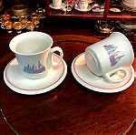  Σετ τσαγιού 12 τμχ  Vintage δεκαετίας '80 από 6 κούπες  και 6 πιάτα …Αμεταχείριστο (Porcelain Tea set 12 pcs Vintage 80's of 6 cups and 6 plates… Unused)