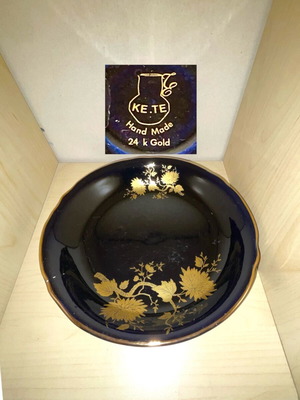 Χειροποίητο πιάτο KETE 24 καράτια χρυσό μεταχειρισμένο, μαύρο 28 εκ.
