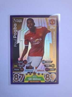 Topps Match Attax Premier League 2017-18 Paul Pogba Gold Limited Edition