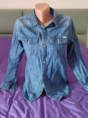 Denim jean shirt Funky Buddha like new, blue, size 12