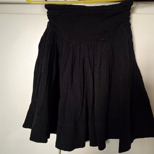 Black Mini Skirt A-line used, size XS, crinkle fabric