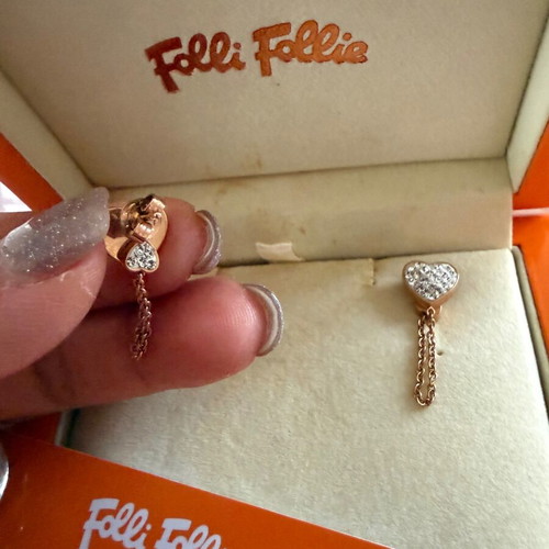 Folli Follie earrings new, beige, with certificate of authenticity