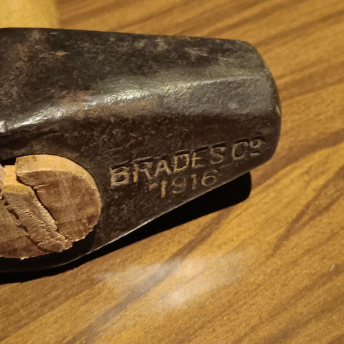 Brades Co hammer collectible used, 1916, 110-year-old heirloom