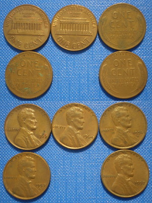 United States 1 Cent Coins used, pack of 5