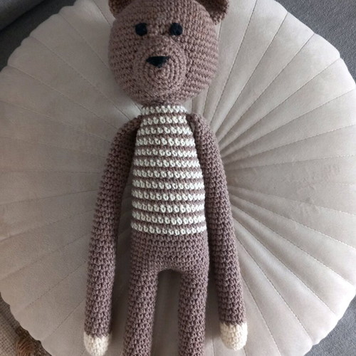 Handmade knitted teddy bear doll 40 cm new, cotton yarn