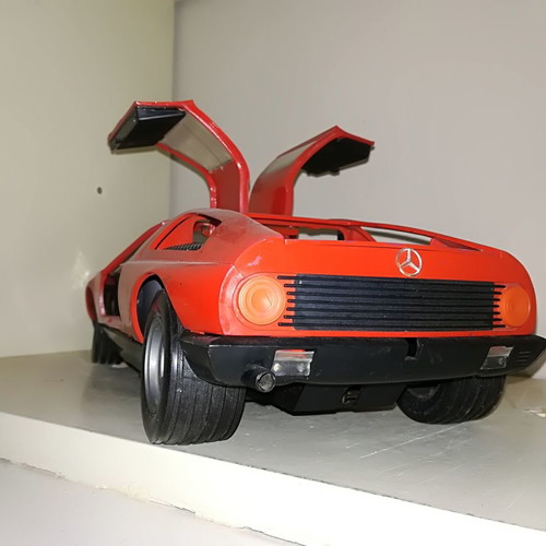 Mercedes C111 Rex plastic toy car used, missing steering wheel, 1980s