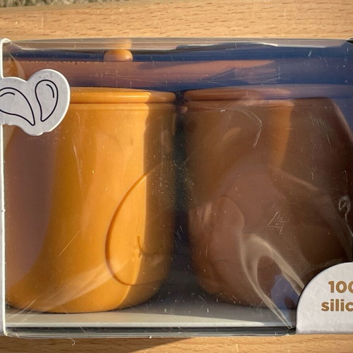 Wally Mustard Done By Deer kids cups with straw set of 2 new