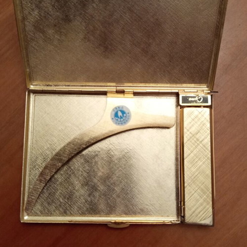 Cyma vintage cigarette case and lighter set, 1970s Japan